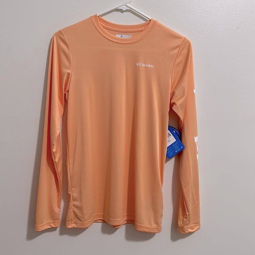 NWT Columbia PFG Orange Long Sleeve Terminal Tackle Tee 50 UPF Youth Large 14/16